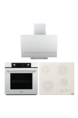 Alveus Elegance Beyaz Elektrikli 3'lü Cam Dijital Ankastre Set (AD30-VİTRO-MFA627) - 1